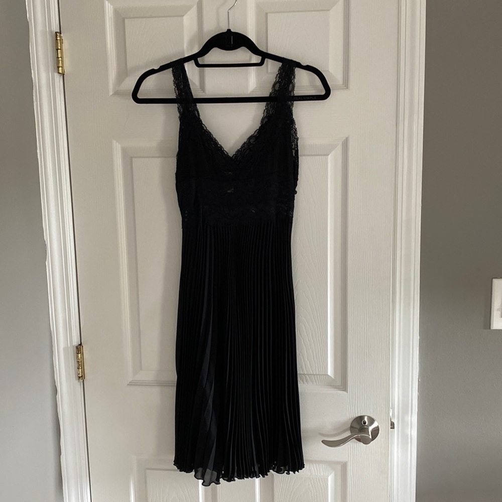 Black pleated sheer dress